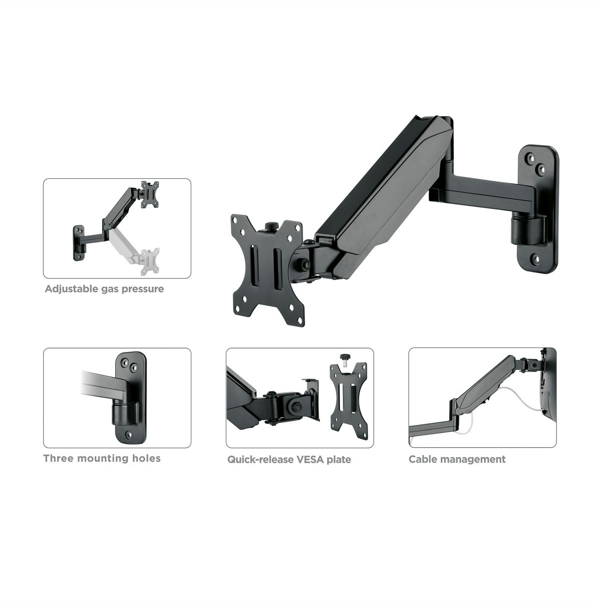 VALUE LCD-Arm, Wandmontage, 5 Gelenke, 17-32 Zoll, bis 8 kg, schwarz