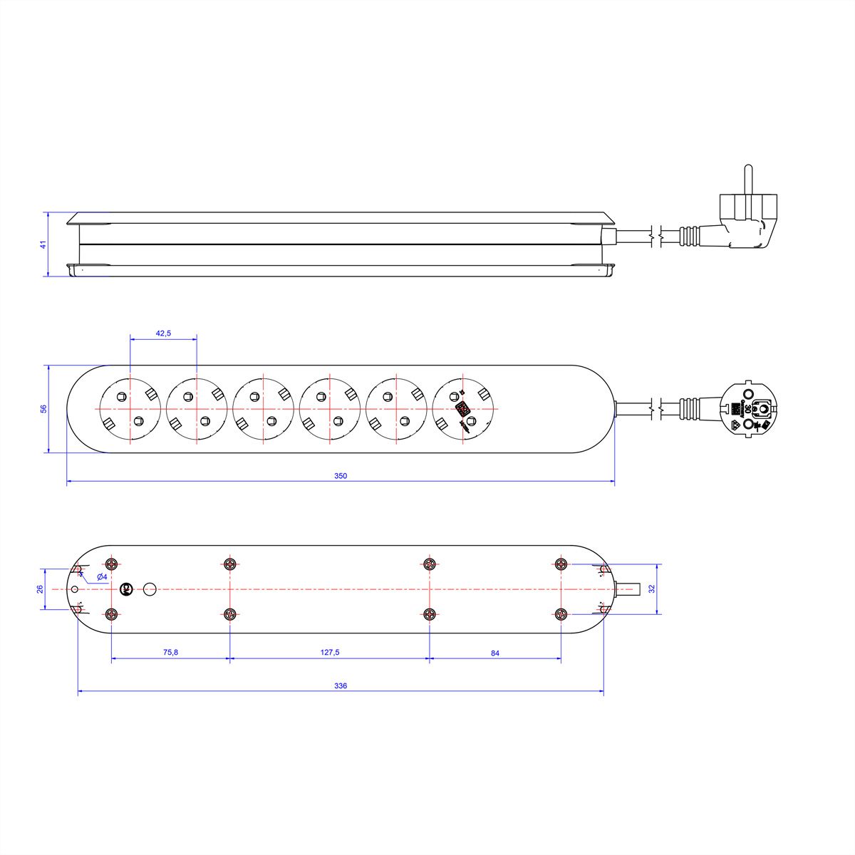 BACHMANN SMART Steckdosenleiste 6x Schutzkontakt, Schalter, Überspannungsschutz, weiß, 1,5 m