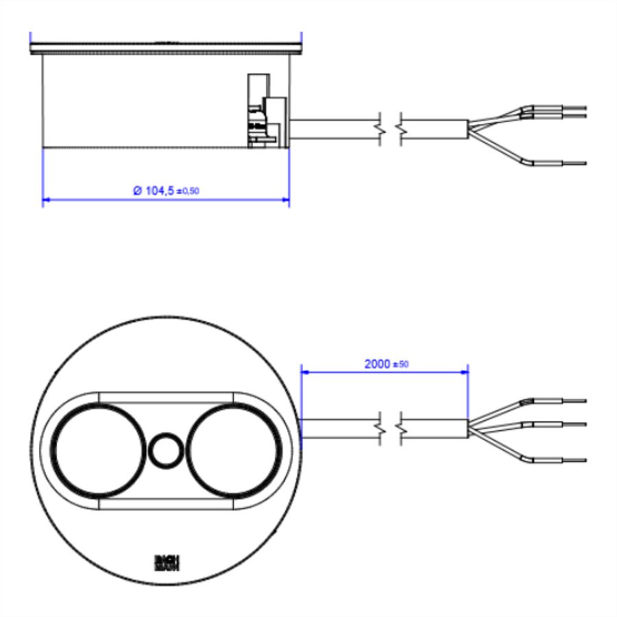BACHMANN TWIST 2 1xCEE7/3 1xUSB A/C 22W 2,0m AEH Edelstahl-Optik rund