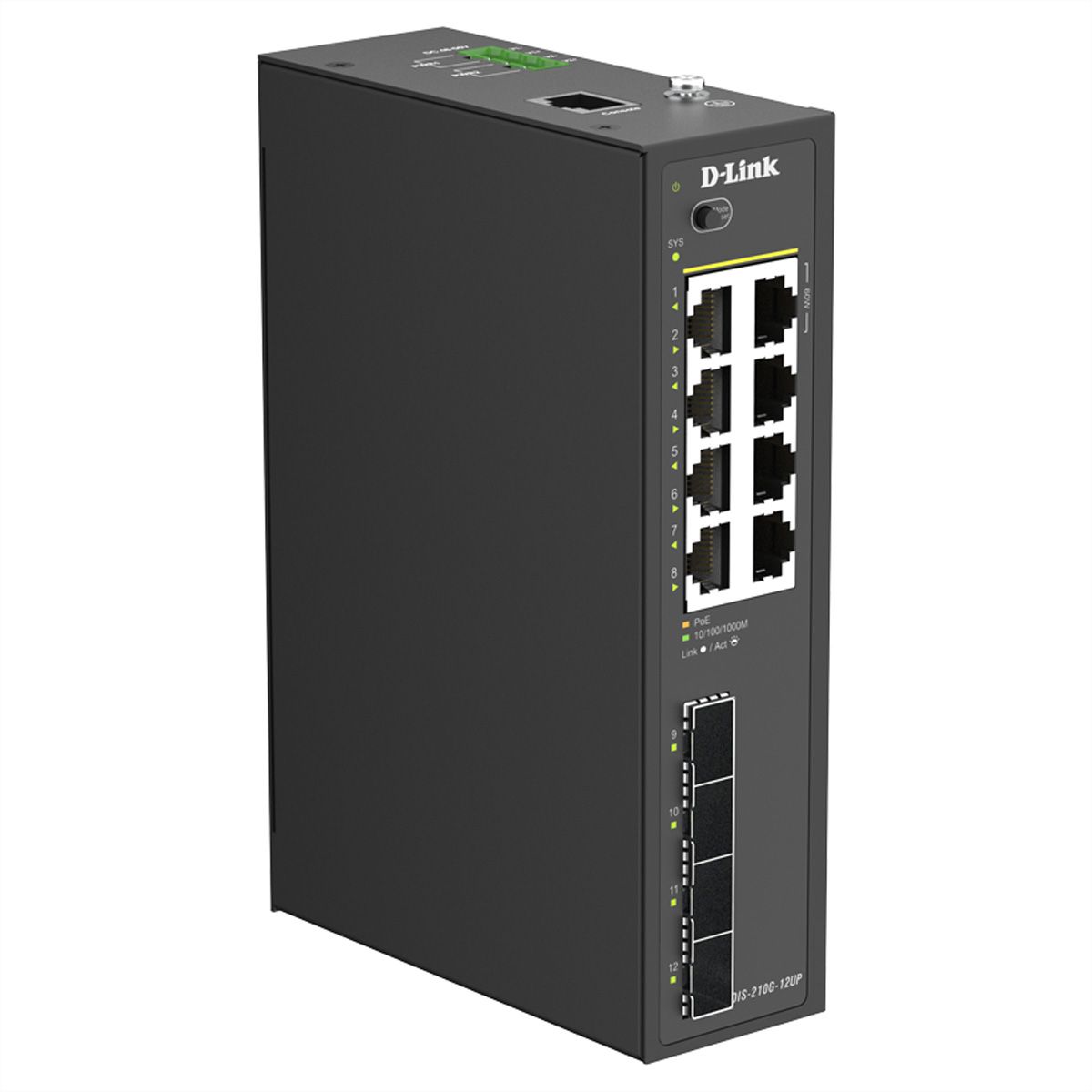 D-Link DIS-210G-12UP 12-Port Switch, Smart Managed Gigabit PoE Industrial