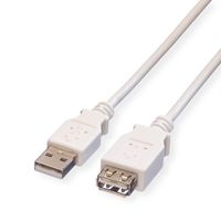 VALUE USB 2.0 Verlängerungskabel, Typ A-A, ST/BU, weiß, 0,8 m