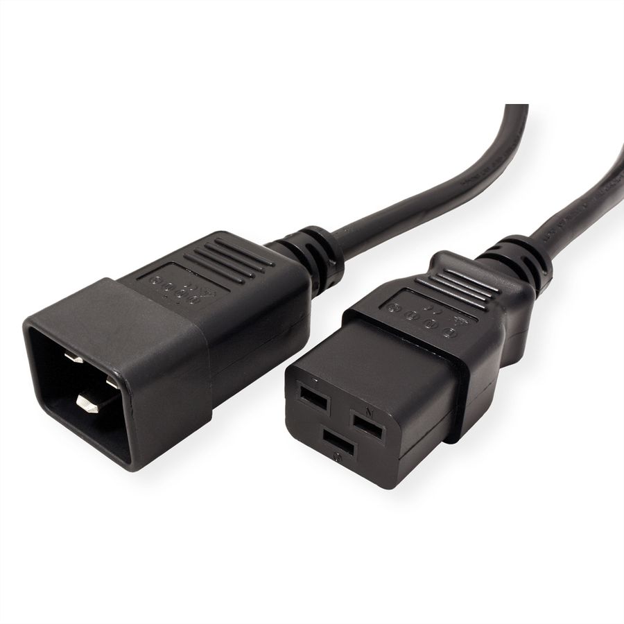ROLINE Netzkabel Stecker C20 - Buchse C19, schwarz, 2 m