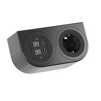 BACHMANN PIX HOLDER DOUBLE, 1x CEE7/3, 1x USB A/C, CEE7/7, schwarz, 2 m
