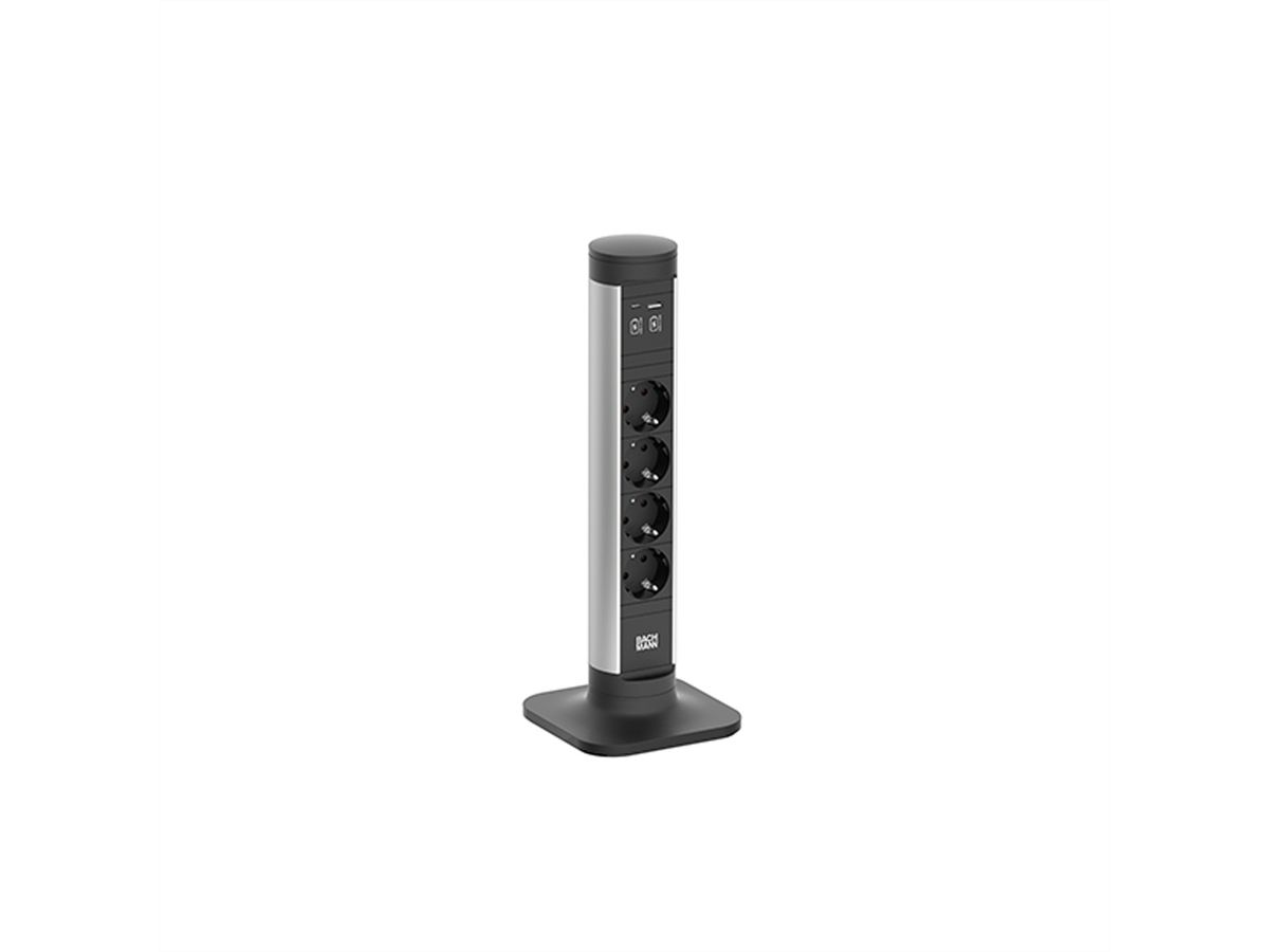 BACHMANN CYCLE Pole S 4xCEE7/3 1xUSB A/C 22W 2,5m CEE7/7