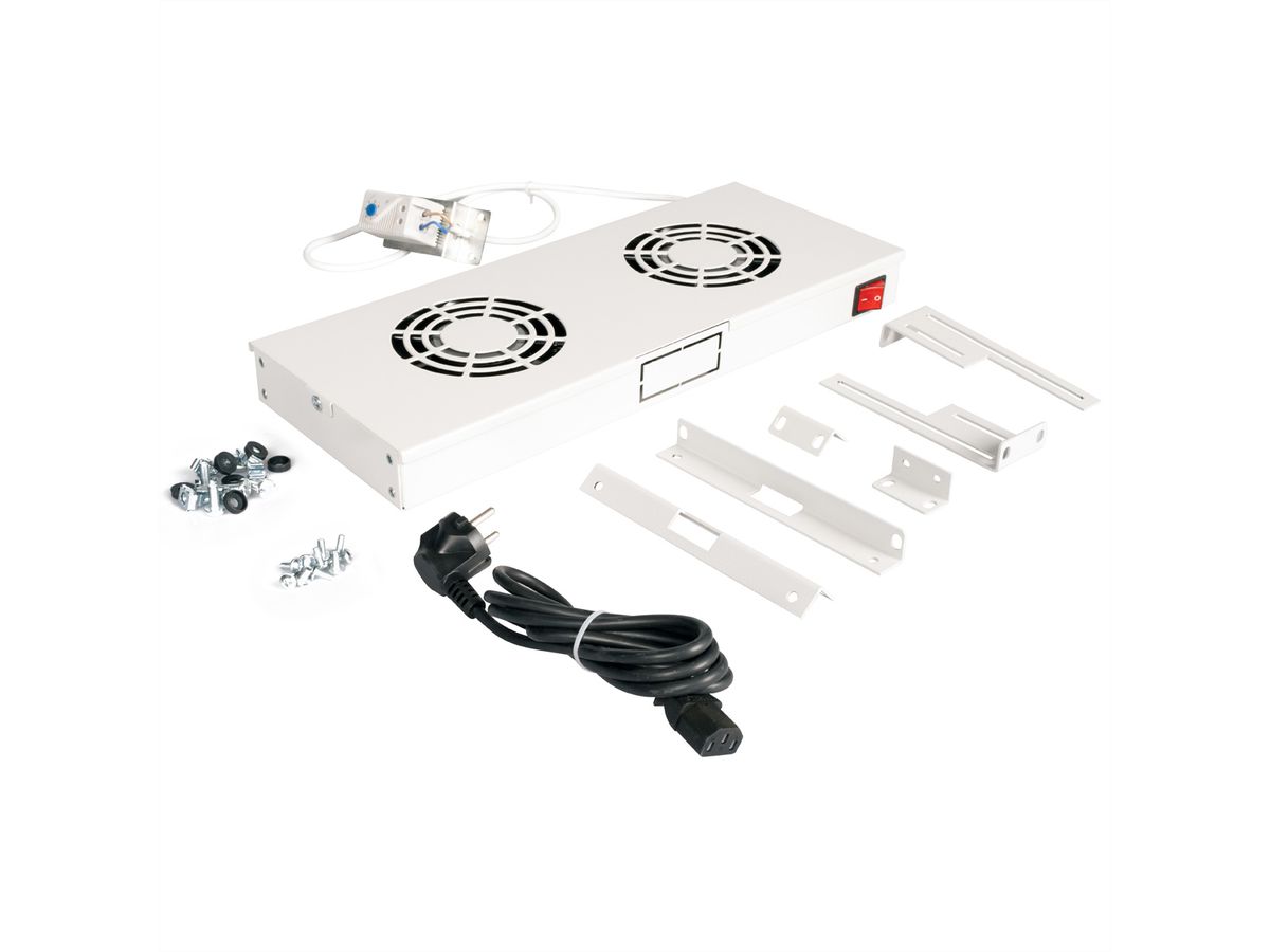 ROLINE 19-Zoll Lüftereinheit 2 Lüfter, Thermostat grau