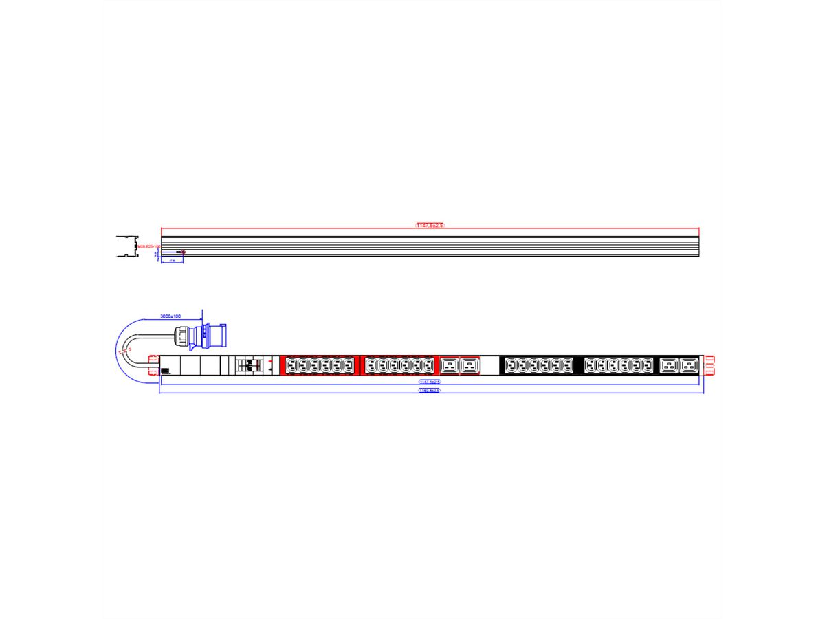 BACHMANN IT PDU ALU 1HE 20xC13 4xC19 2xLS CEE 32A blau