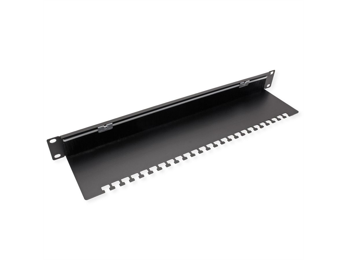VALUE 19-Zoll-Kabeldurchführung 1 HE, mit Bürstendichtung & Kabelträgerplatte, schwarz