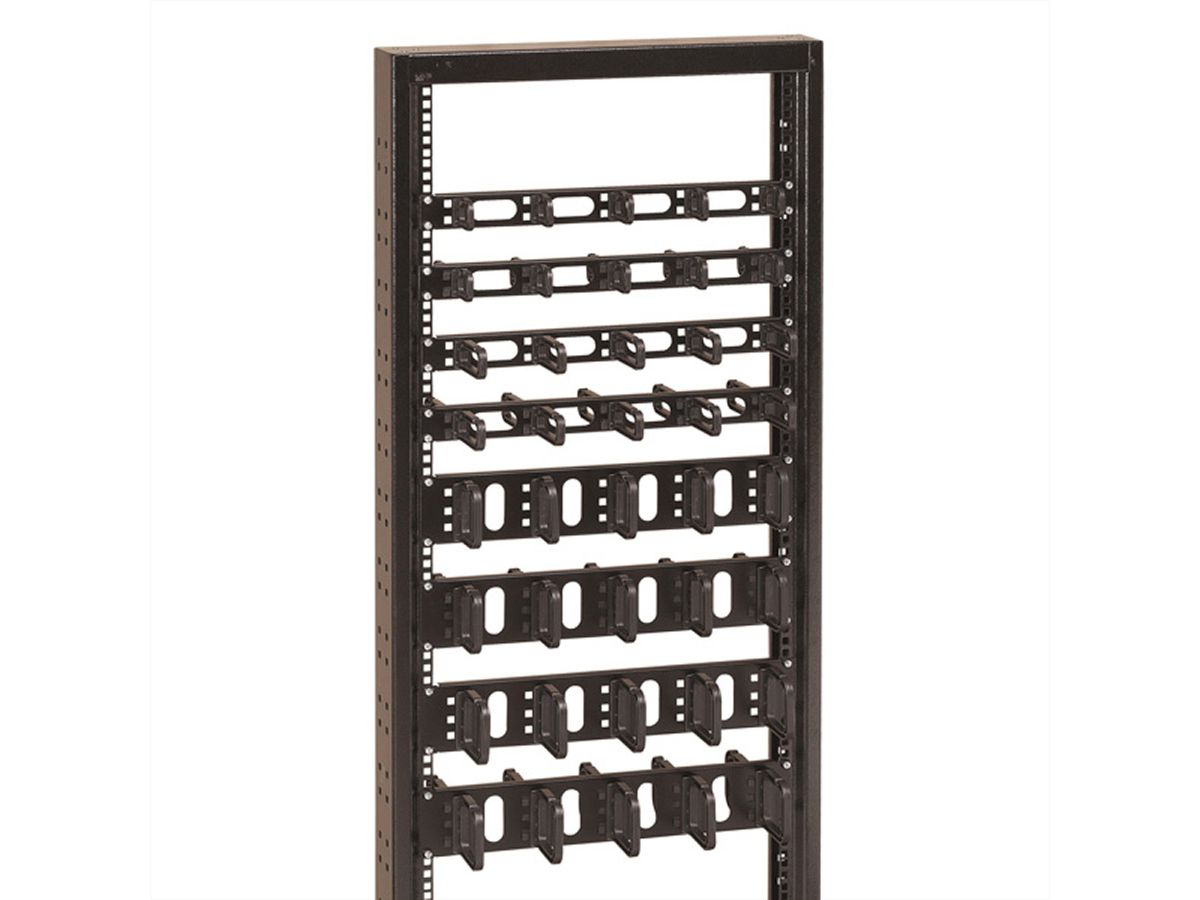 CONTEG 19"-Kabelführung 2 HE mit 2 x 5 Kabelösen 80 x 80 mm