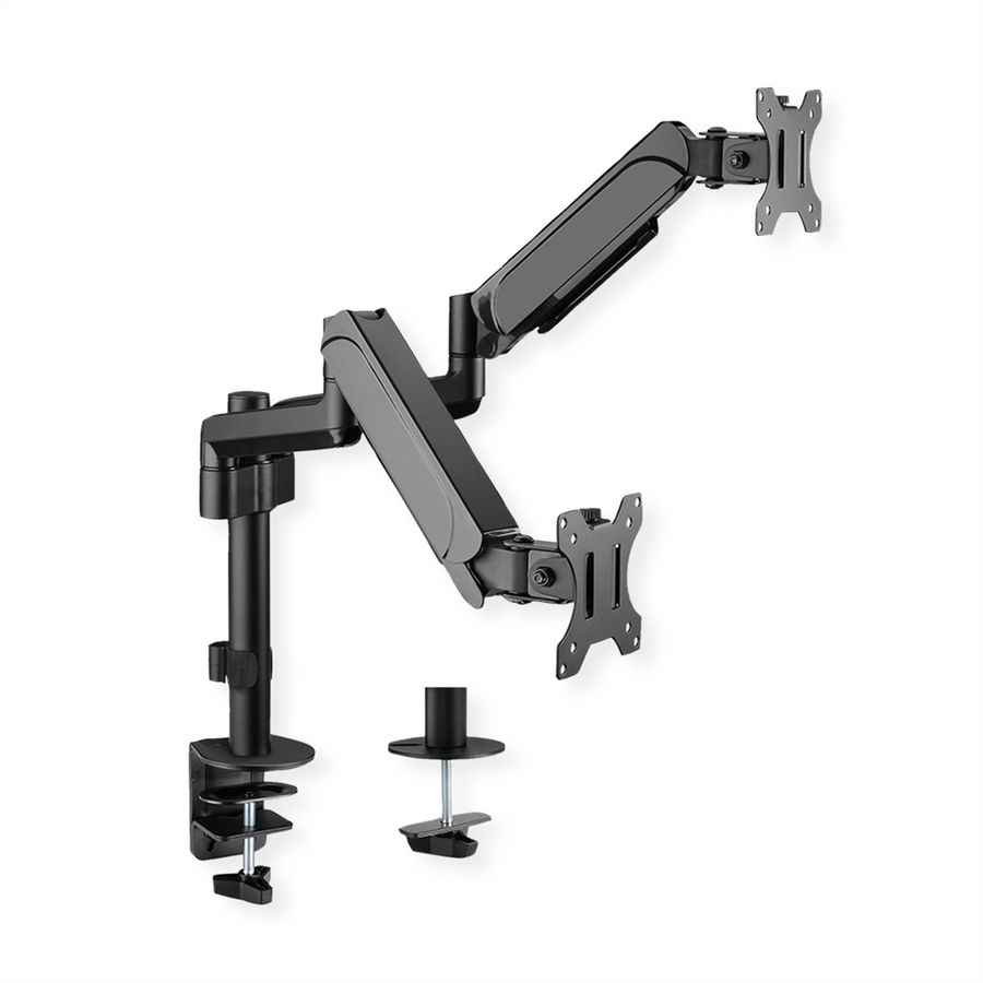 VALUE Dual LCD-Arm Trägerstange, 4 Gelenke, Tischmontage, 17-32 Zoll, bis 2x 9 kg