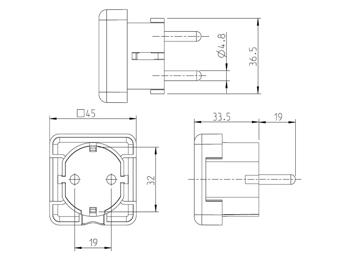 BACHMANN Schutzkontaktstecker, weiß flache Ausführung, montierbar