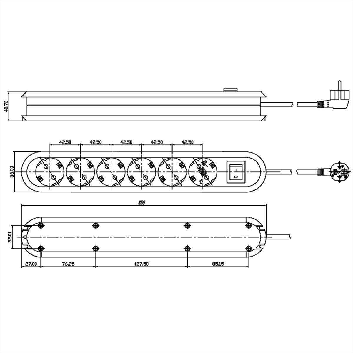 BACHMANN SMART Steckdosenleiste 6x Schutzkontakt, Schalter, schwarz, 3 m