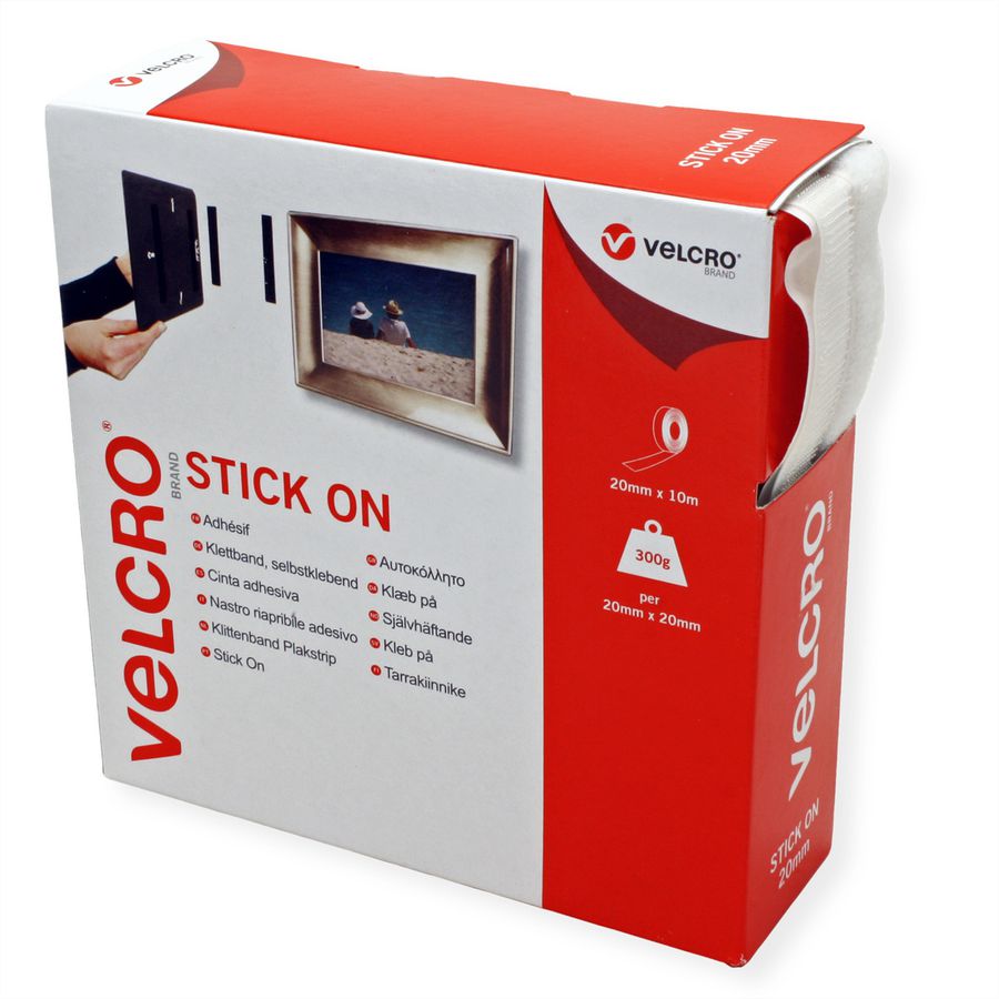 VELCRO® Klettband Selbstklebend, Haken & Flausch 20mm x 10m Weiß
