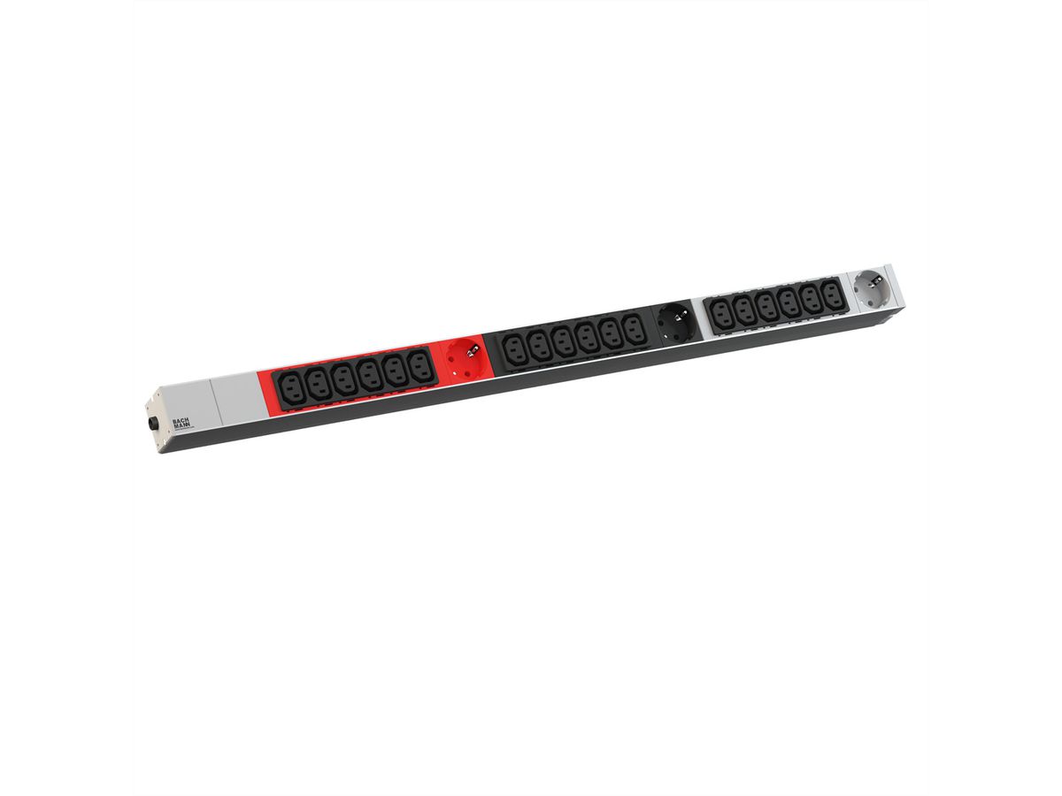 BACHMANN IT PDU ALU 1HE 18x C13 3x Schutzkontakt CEE 3x 16A rot