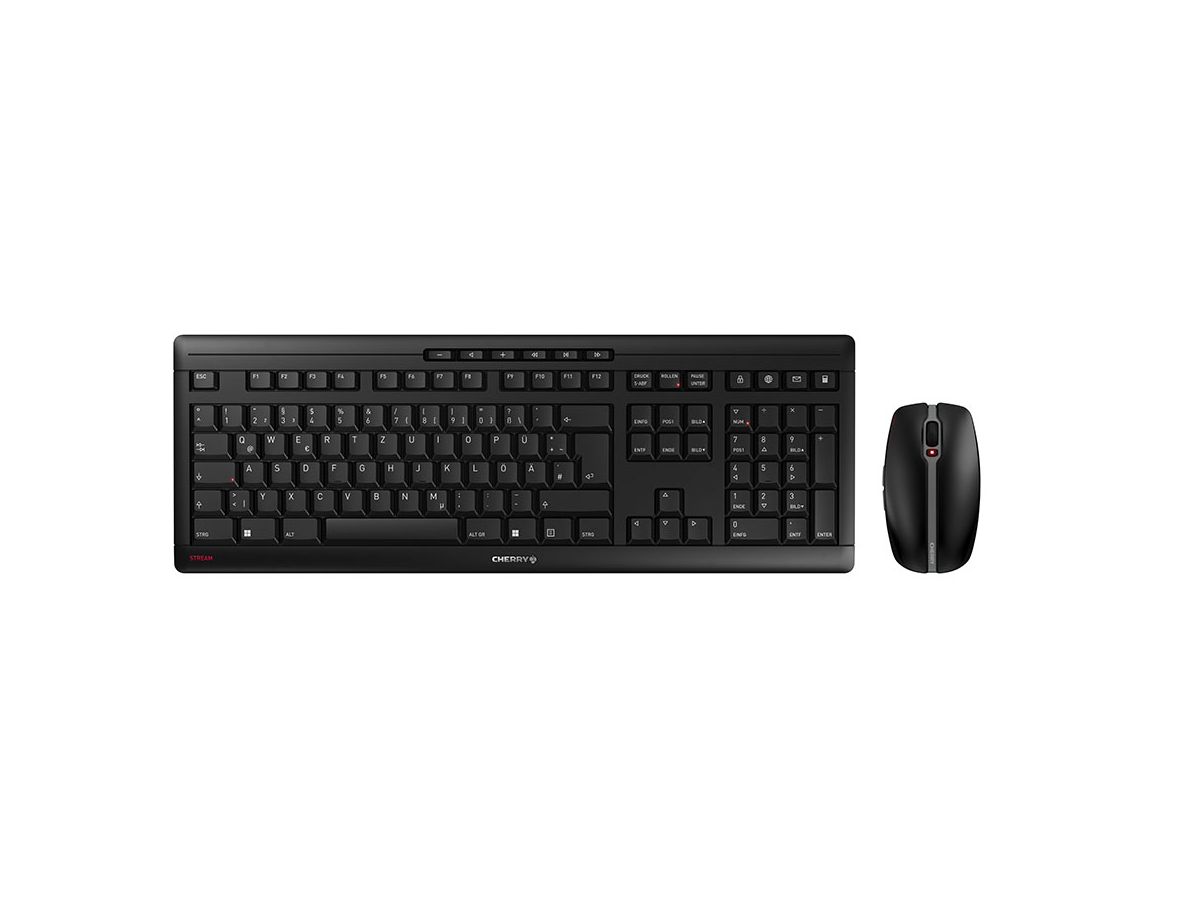 CHERRY Stream Desktop Recharge Tastatur Maus enthalten Universal RF Wireless QWERTZ Deutsch Schwarz