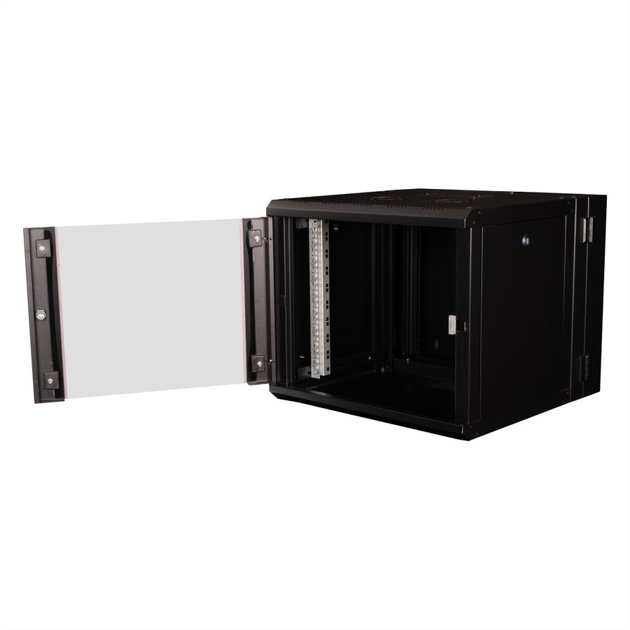 ROLINE 19-Zoll Wandgehäuse Pro 9 HE, 600x600 BxT zweiteilig schwenkbar schwarz