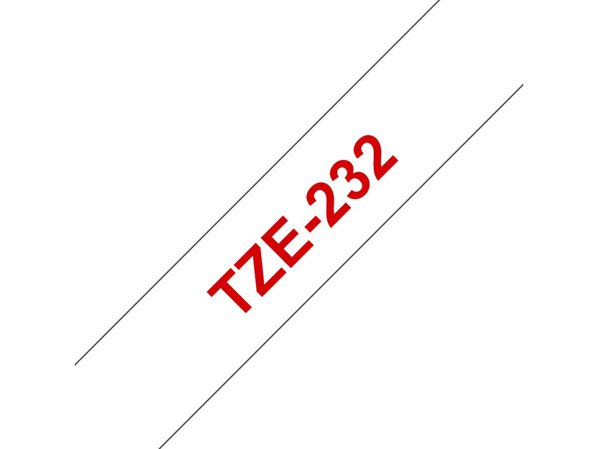Brother TZE-232 Etiketten erstellendes Band Rot aud Weiss