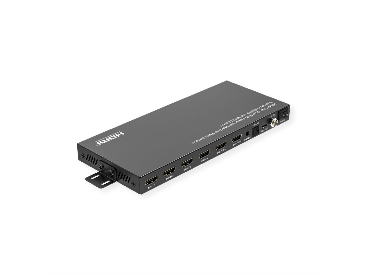 VALUE HDMI Matrix Switch, 4x2 QUAD Multi-Viewer, nahtlose Umschaltung
