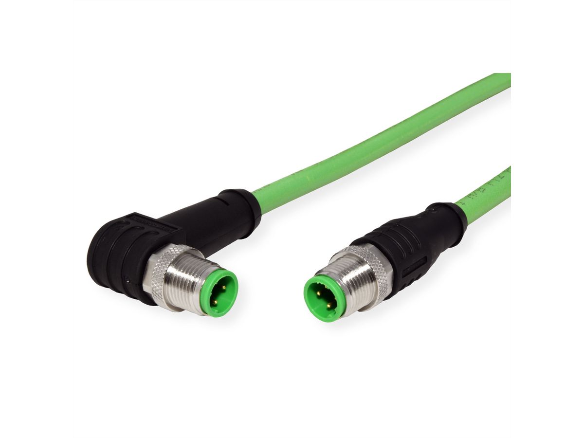 METZ CONNECT Verbindungsleitung M12 ST-M12 ST, 4-pol D-kodiert, gewinkelt-gerade, 1 m