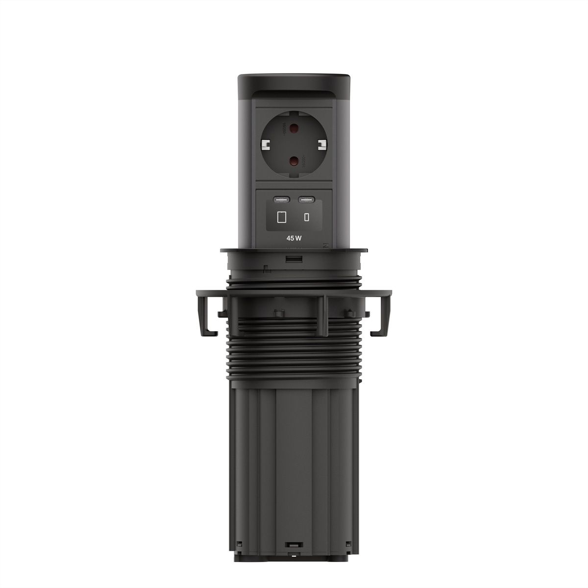 BACHMANN ELEVATOR2 1xCEE7/3, 1xUSB C/C 45W RAL9005 2,0 m AEH