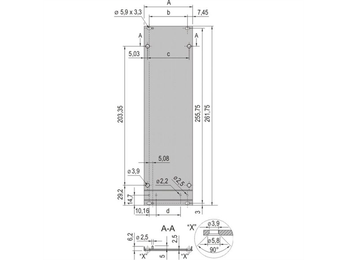 SCHROFF Frontplatte für Kassetten, Schirmbar mit EMV-Textildichtung - KAS FPL EMV TEXTIL 6HE 8TE