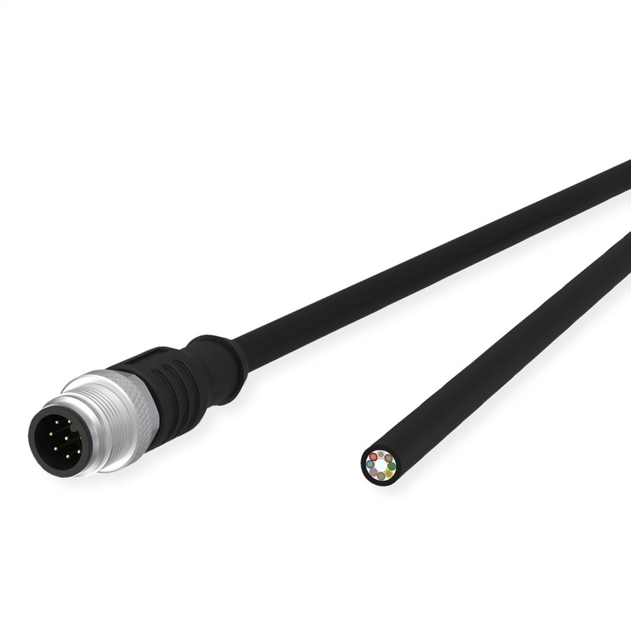 METZ CONNECT Sensor-/Aktorltg., M12-ST A-kodiert, gerade-freies Ende, ungeschirmt, 8polig, PUR, schwarz, 1 m