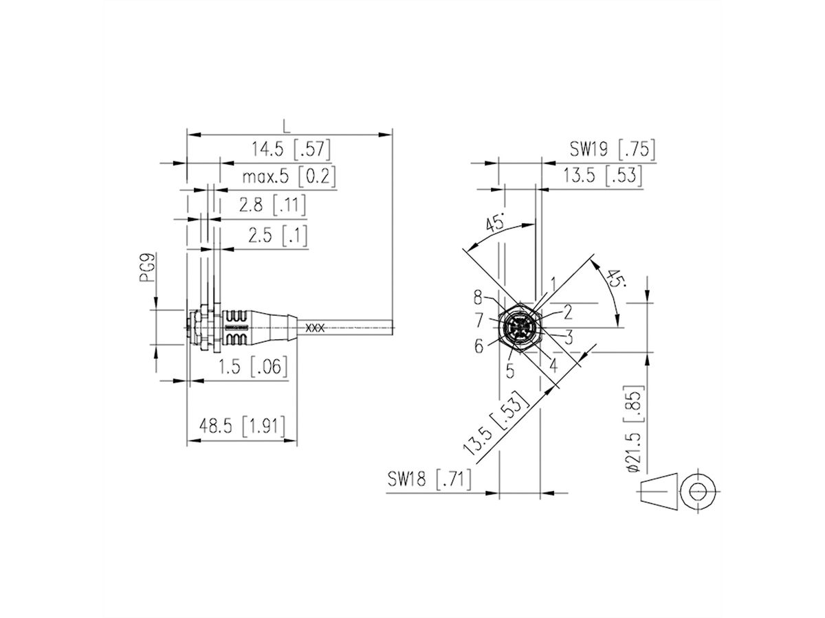 METZ CONNECT Anschlussleitung M12-Stecker ger./offen, 8polig, X-kodiert, PUR, 1 m