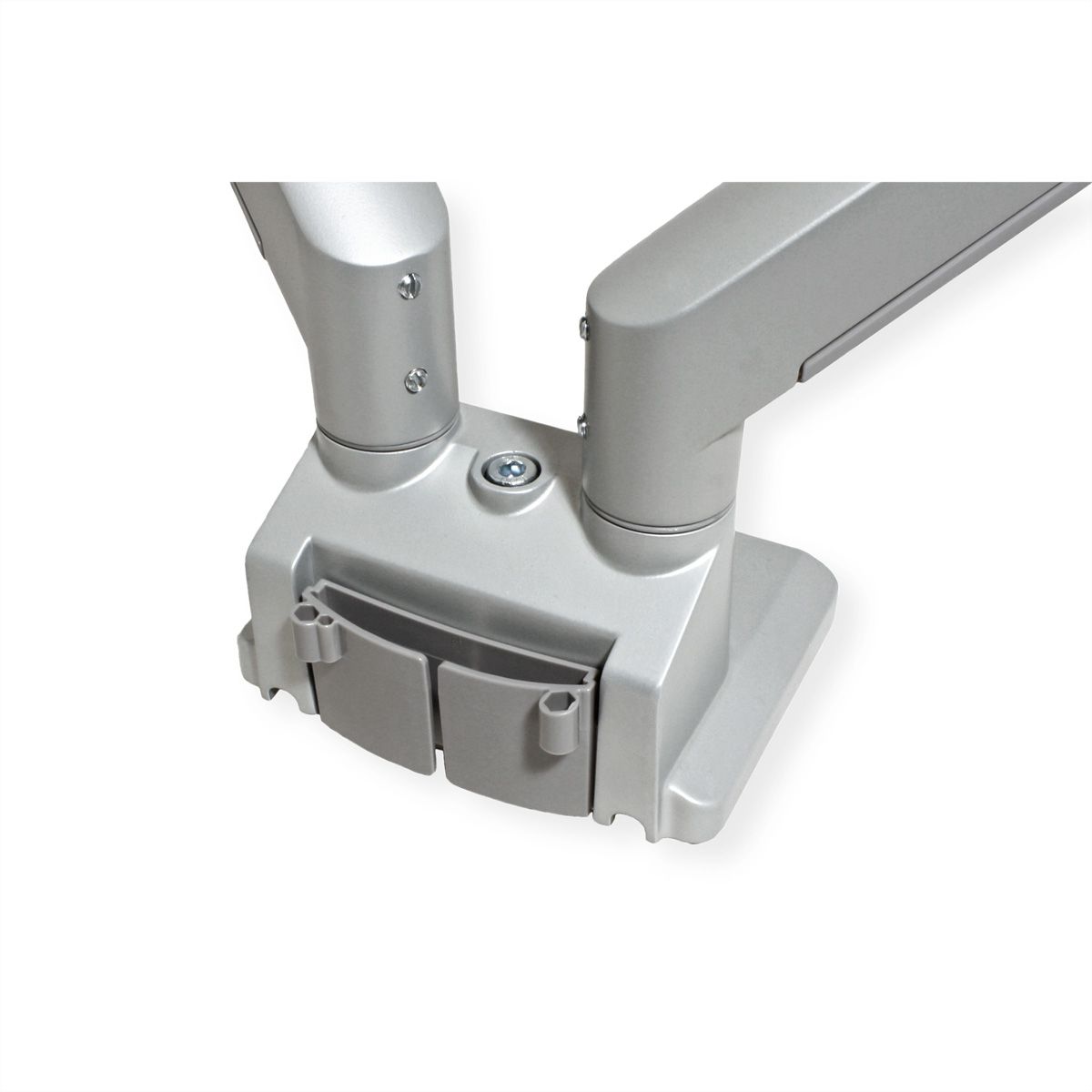 ROLINE LCD-Doppelarm, Tischmontage, Gasfeder, 5 Gelenke, 17-32 Zoll, bis 2x 9 kg, silberfarben