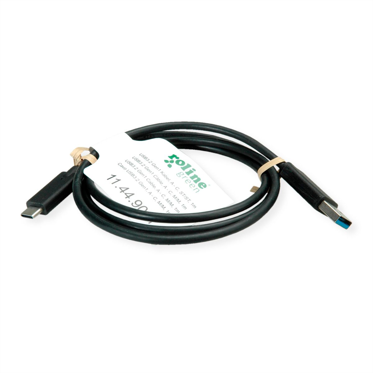ROLINE GREEN USB 3.2 Gen 1 Kabel, A-C, ST/ST, schwarz, 1 m 