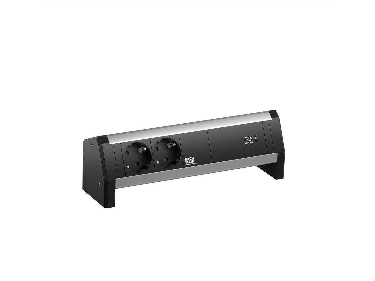 BACHMANN DESK 2xSchutzkontakt USB C, USB Charger 60W GST18