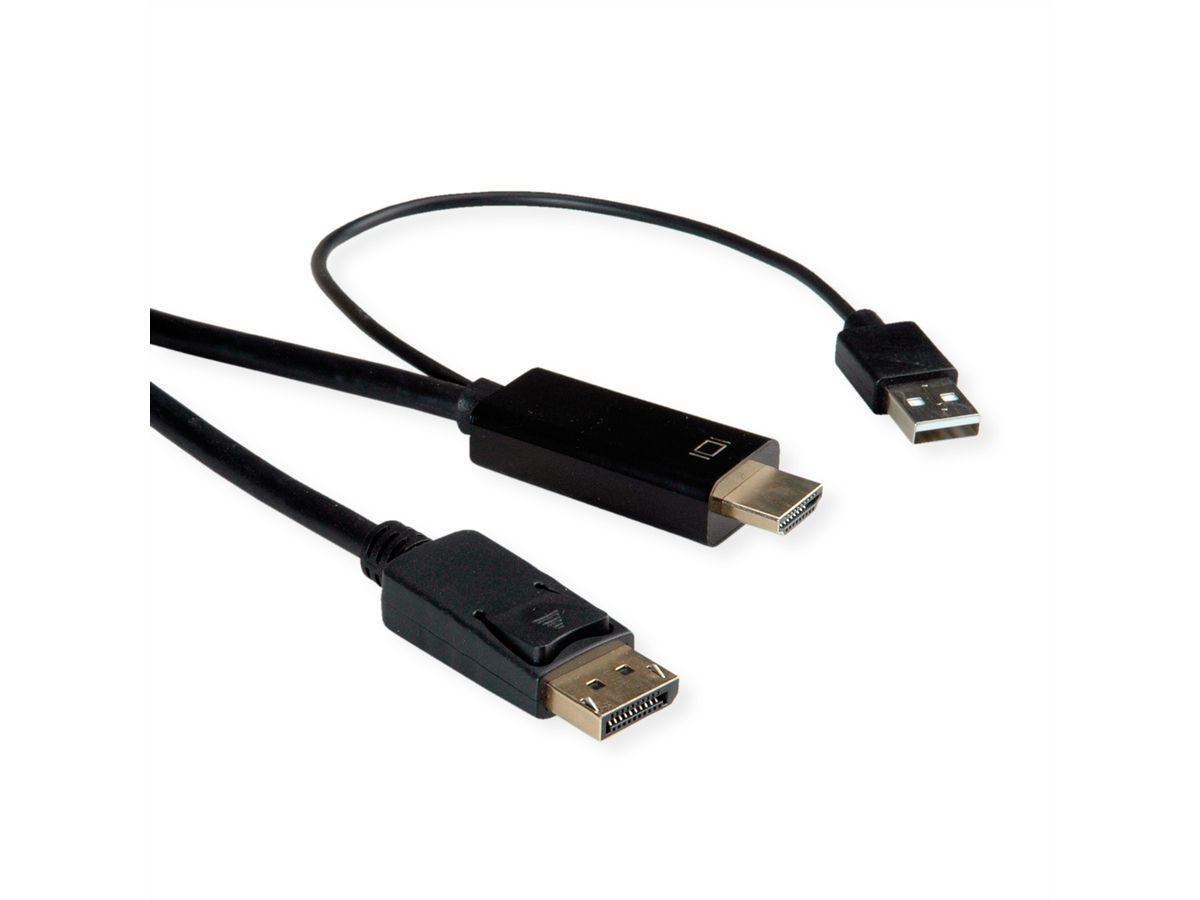 ROLINE HDMI-Kabel UltraHDTV - DisplayPort, ST/ST, schwarz, 2 m