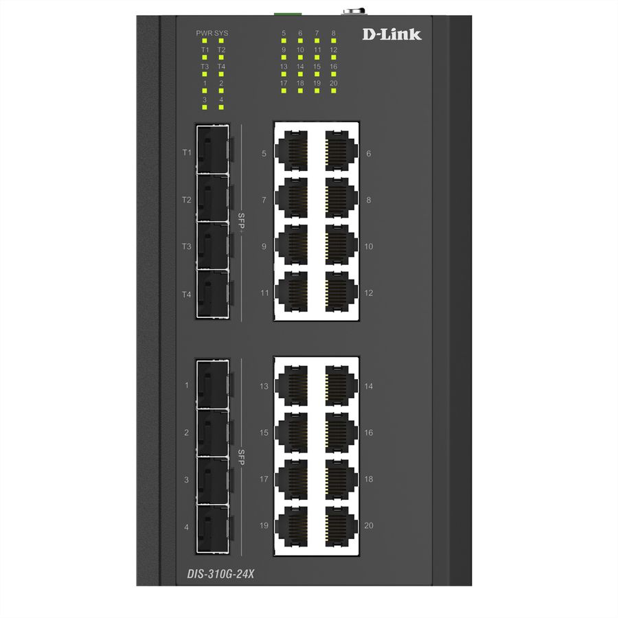 D-Link DIS-310G-24X 24-Port Switch Industrial Gigabit 4x 10G SFP+, 4x SFP