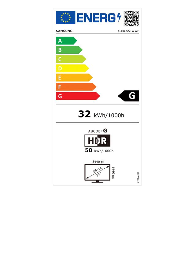Samsung G55T Computerbildschirm 86,4 cm (34") 3440 x 1440 Pixel UltraWide Quad HD LED Schwarz