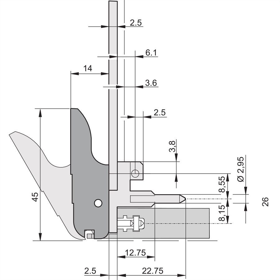 SCHROFF IEEE Griff, Version IET - IET-GRIFF OBEN SW/GR 10STK