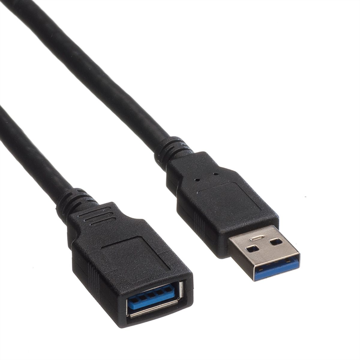 ROLINE USB 3.2 Gen 1 Kabel, Typ A-A, ST/BU, schwarz, 0,8 m 
