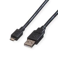 ROLINE USB 2.0 Kabel, USB A ST - Micro USB B ST, schwarz, 1,8 m
