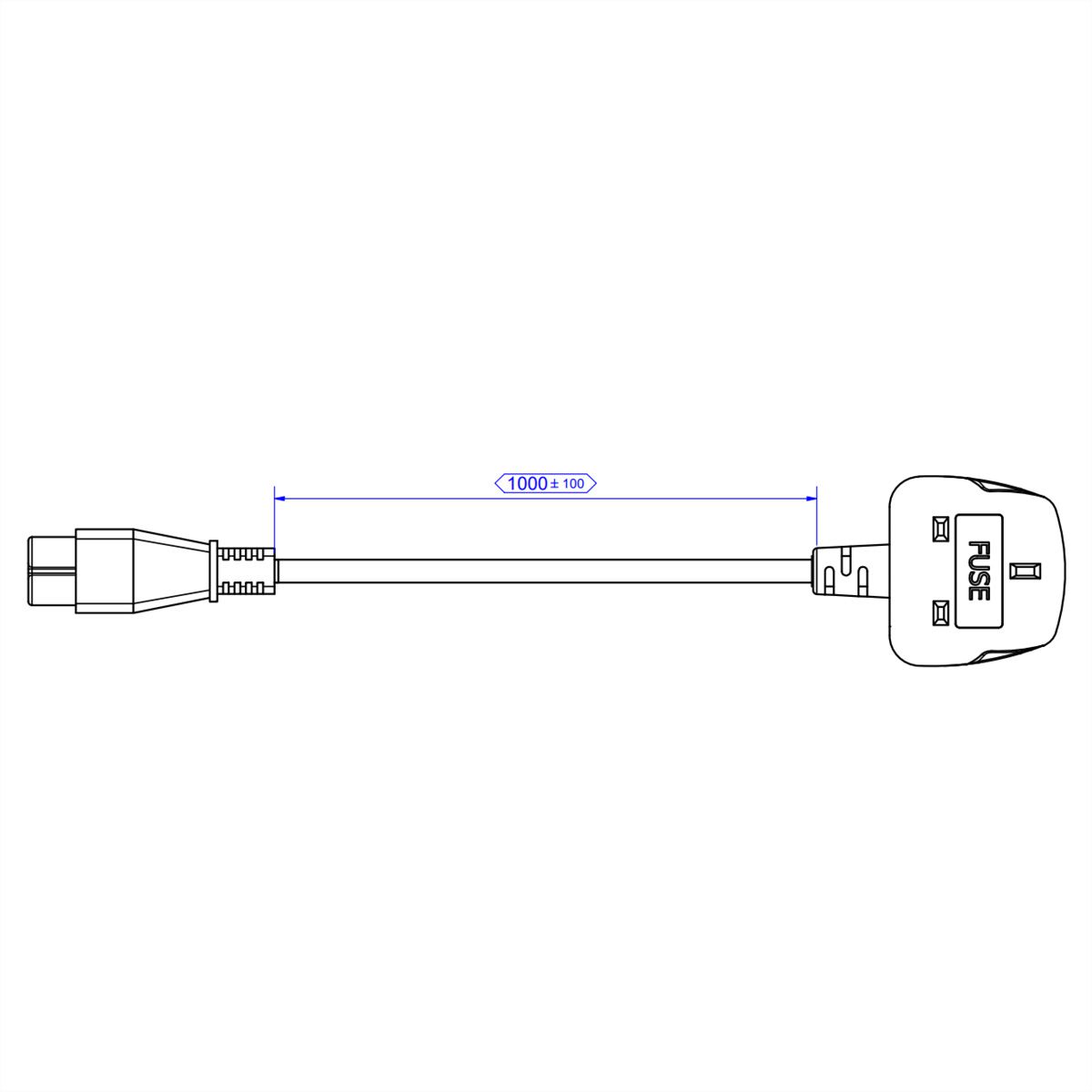 BACHMANN H05VV-F 3G0,75mm² sw L:1,0m, UK/IEC C5
