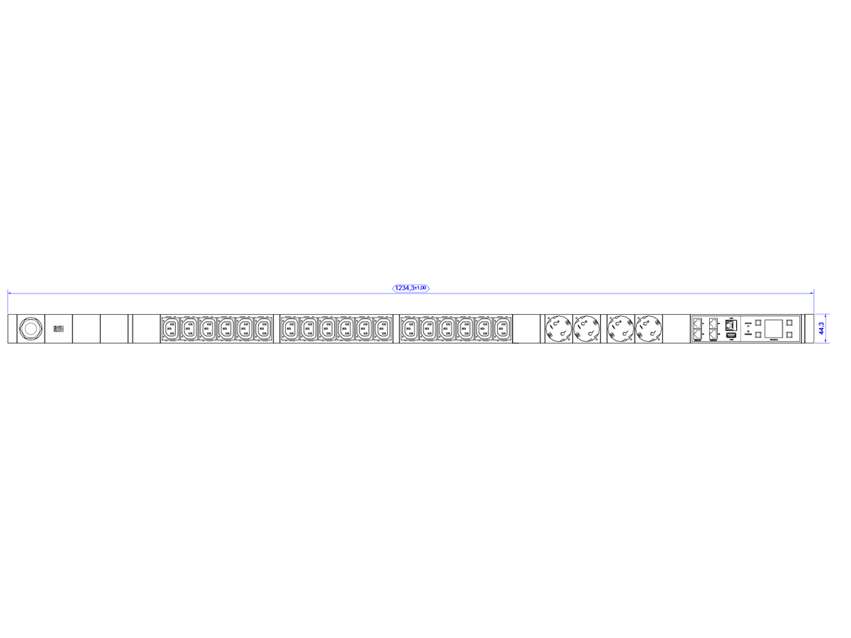 BACHMANN BN7000 18xC13 4xCEE7/3, Messung pro Phase, Steckdosen schaltbar