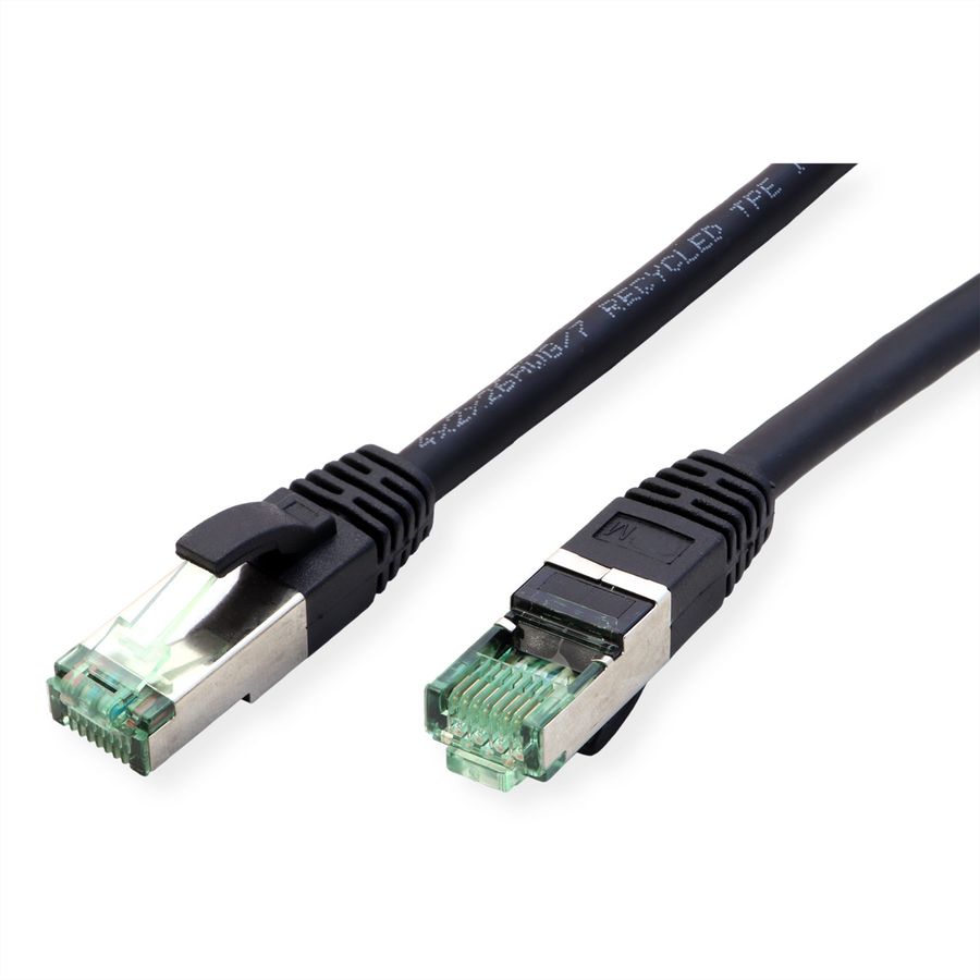 ROLINE RM Patchkabel Cat.6A S/FTP (PiMF), schwarz, 0,5 m