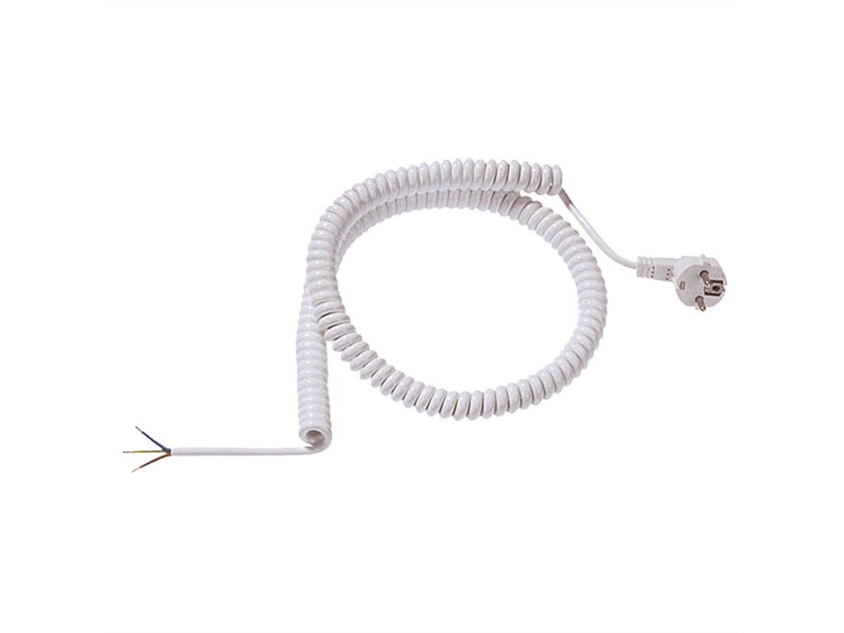 BACHMANN Wendelleitung 1-4m weiss, H05VV-F 3G1,5mm² AEH/CEE7/7