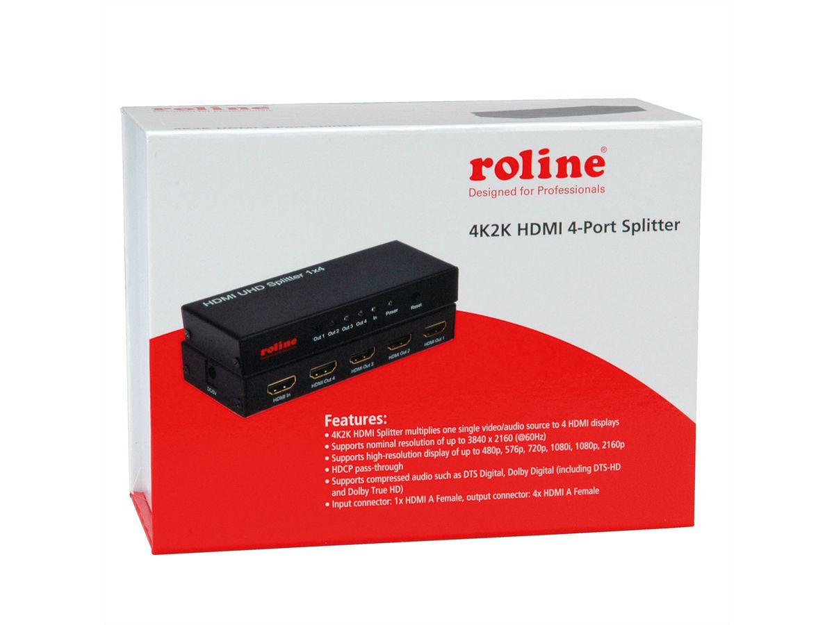 ROLINE 4K HDMI Video-Splitter, 4fach