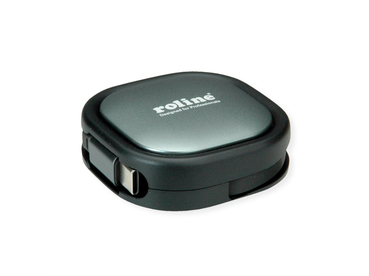 ROLINE USB 2.0 Aufrollbares Kabel, C-C ST/ST, schwarz, 1,2 m