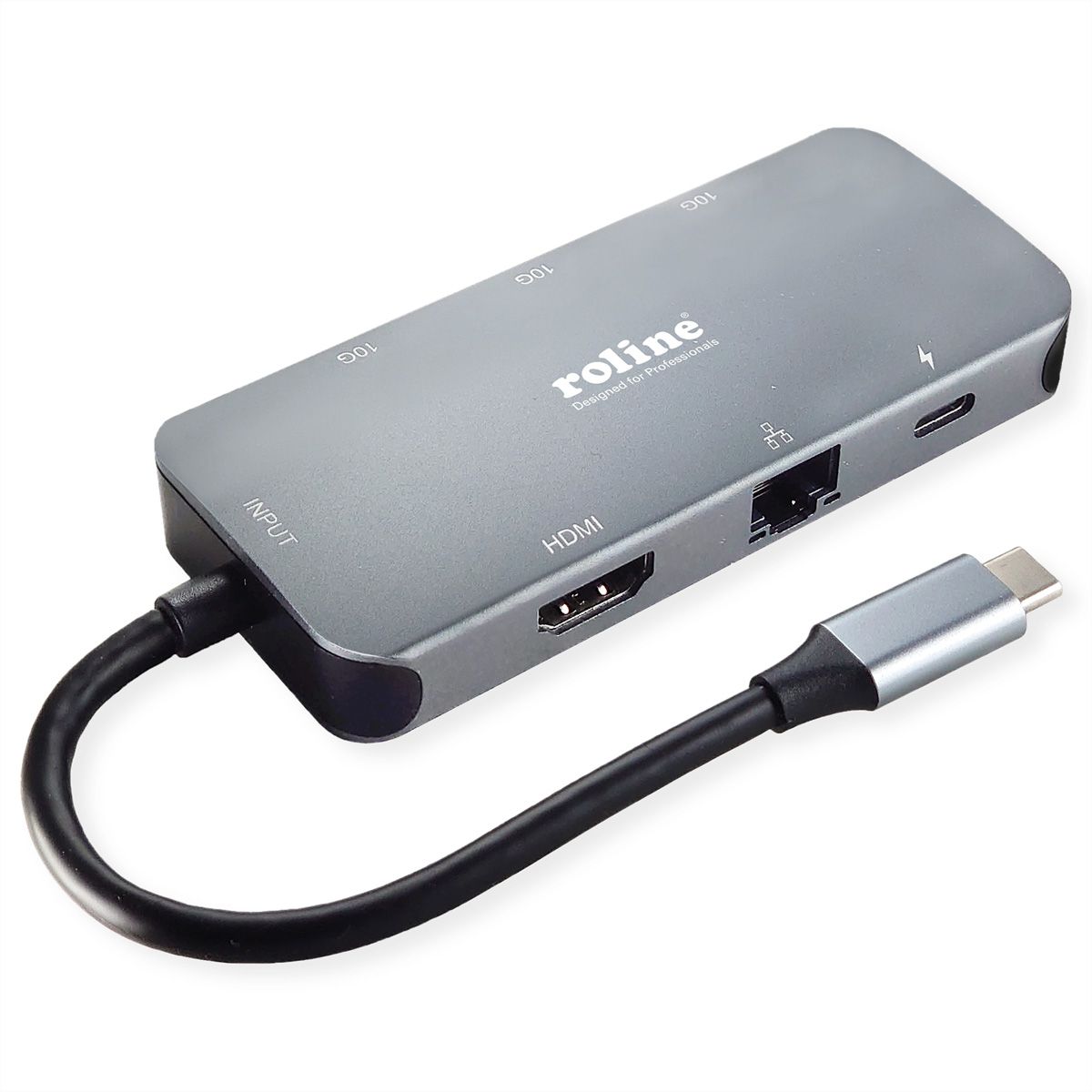 ROLINE USB-C Multiport Dockingstation, 4K HDMI, USB-A, USB-C, PD, LAN