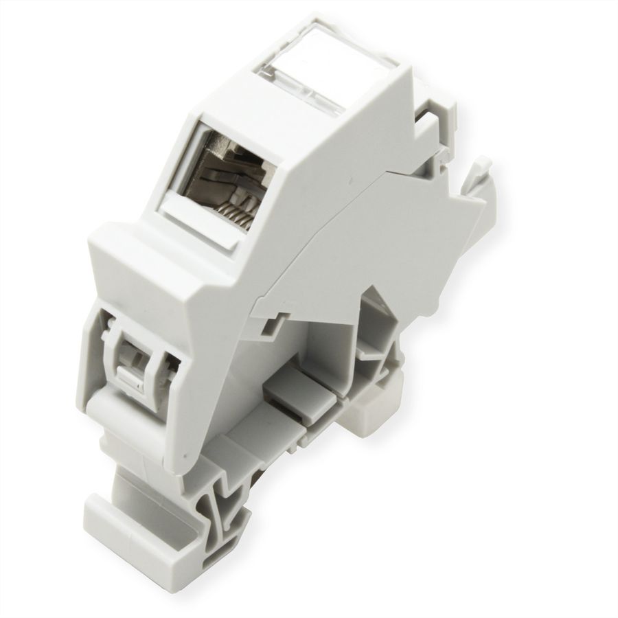 ROLINE Tragschienenadapter für Keystone Module, inkl. Cat.6A Keystone, geschirmt, 45°