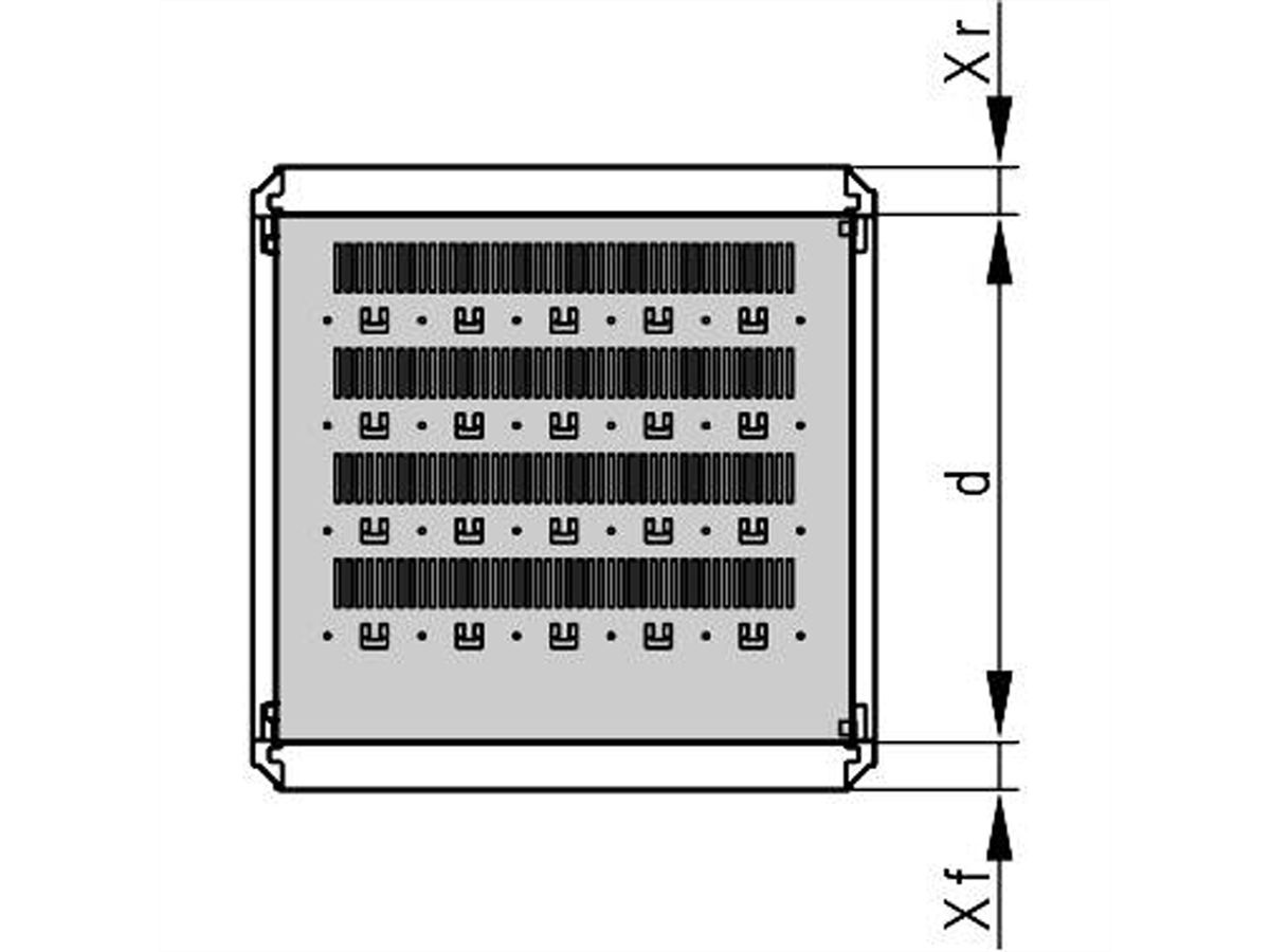 SCHROFF Gestellfachboden stationär - FACHBODEN STAT.800B1200T 7035