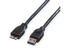 ROLINE USB 3.2 Gen 1 Kabel, A ST - Micro B ST, schwarz, 0,15 m