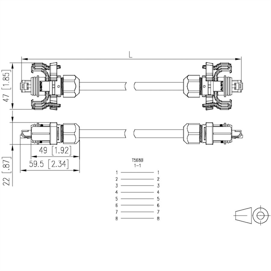 METZ CONNECT E-DAT Industry Patchkabel V6, IP67 - IP67, 5 m