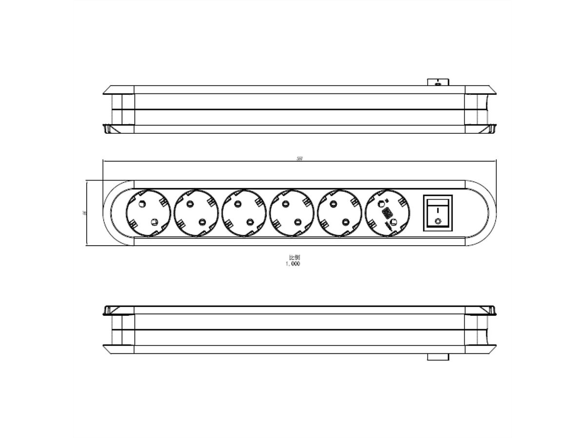 BACHMANN SMART Steckdosenleiste 6x Schutzkontakt, Schalter, schwarz, 5 m