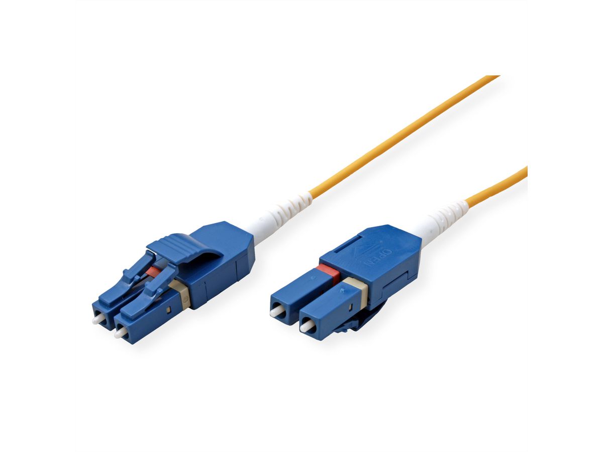 ROLINE LWL-Kabel duplex 9/125µm OS2, LC/LC, UNIBOOT, gelb, 0,5 m