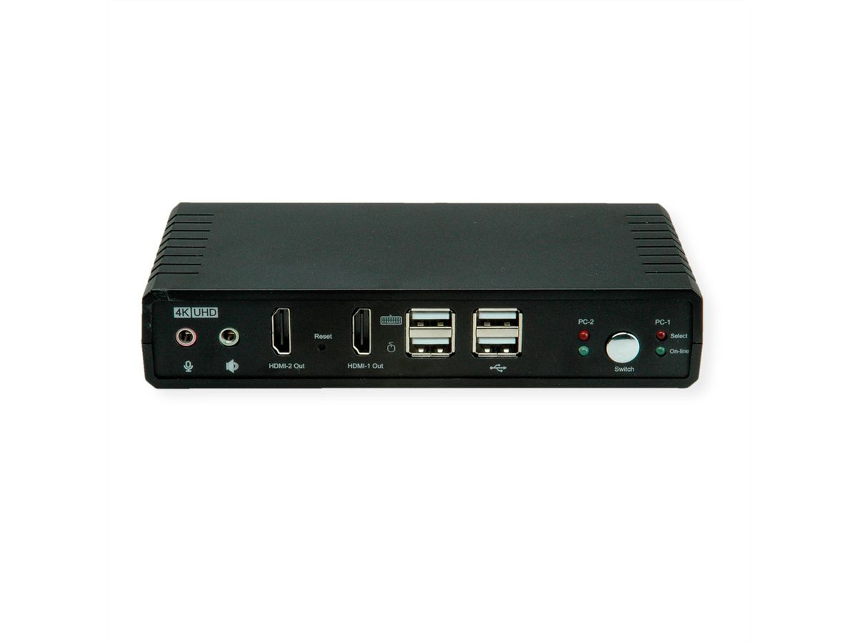 ROLINE KVM-Audio-Switch Dual Head HDMI 4K60, 1 User - 2 PC