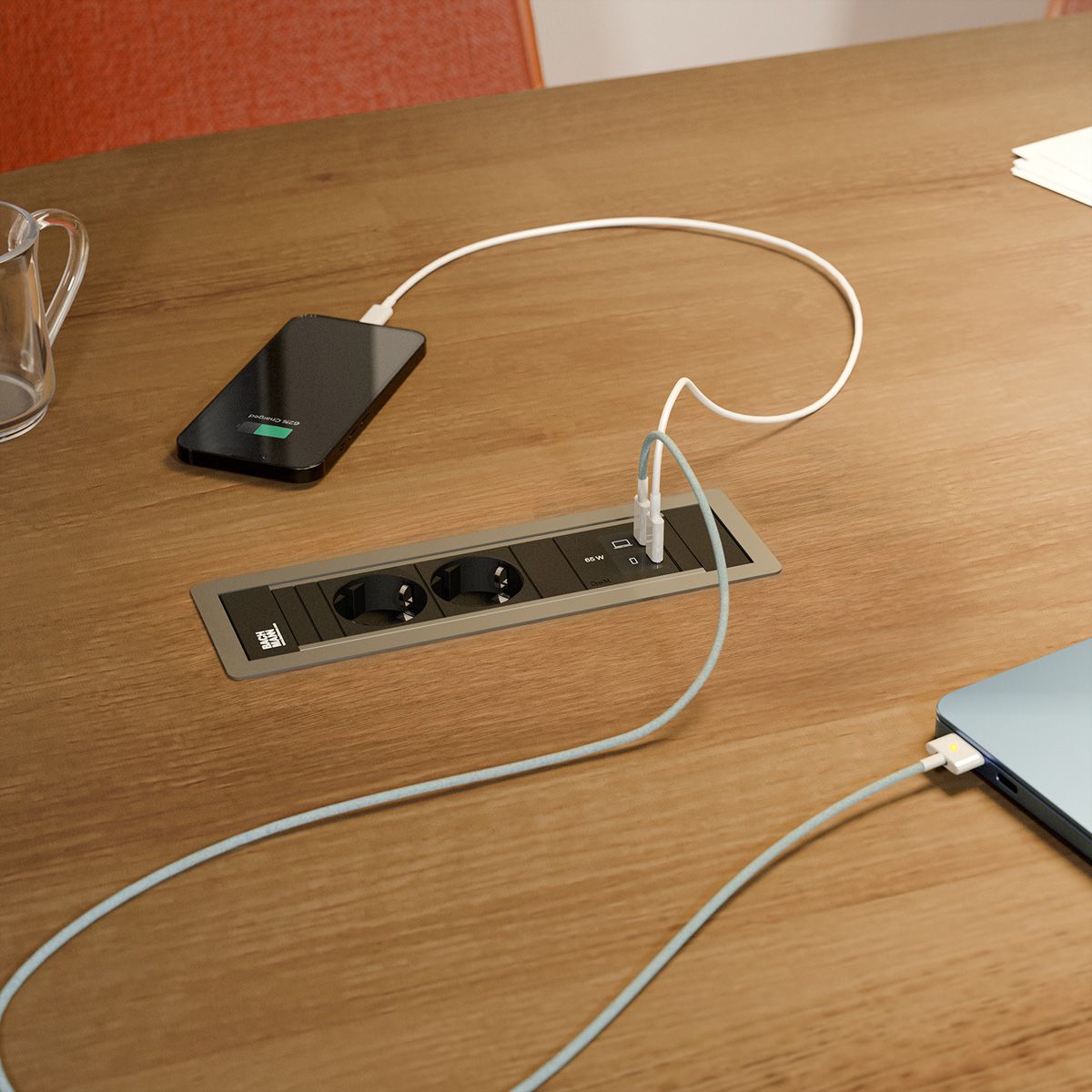 BACHMANN POWER FRAME 2xCEE7/3, 1xUSB C/C 65W L=0,2m